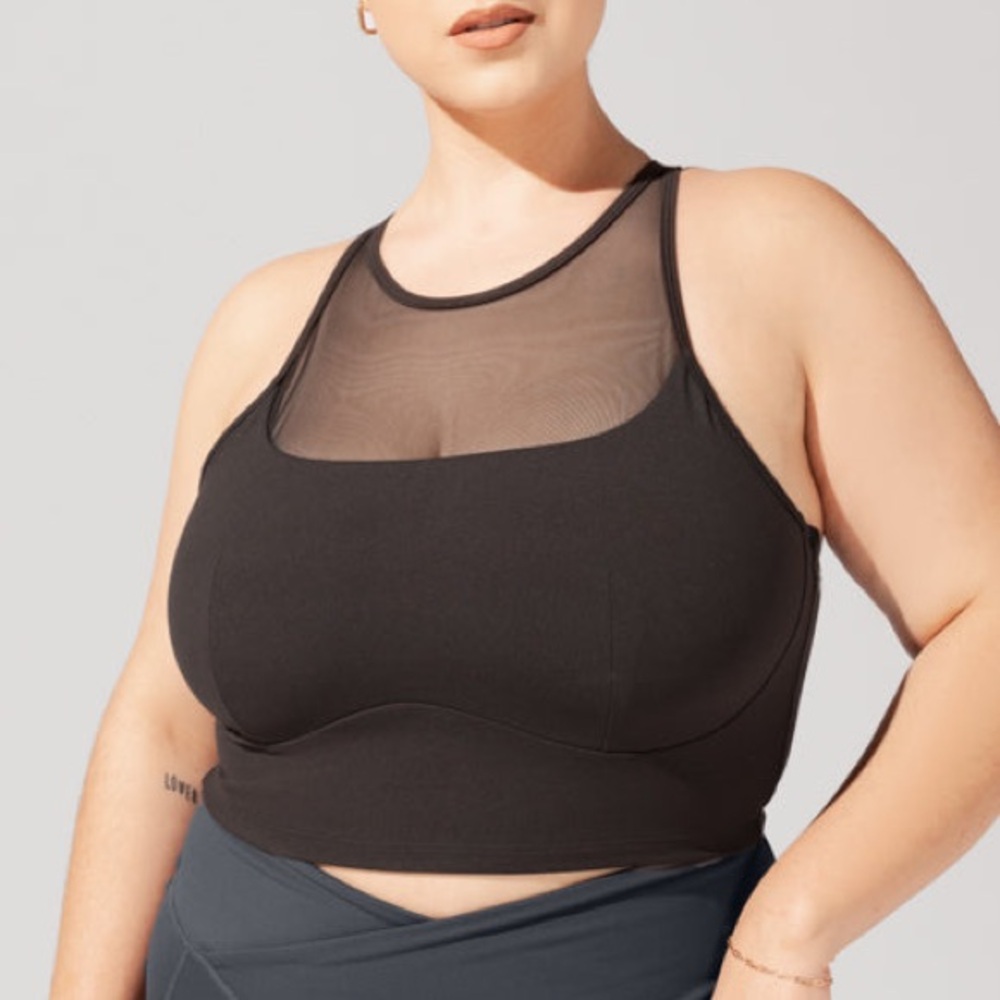 Popflex Black Celeste Mesh Cross Back Bra Bralette 3X